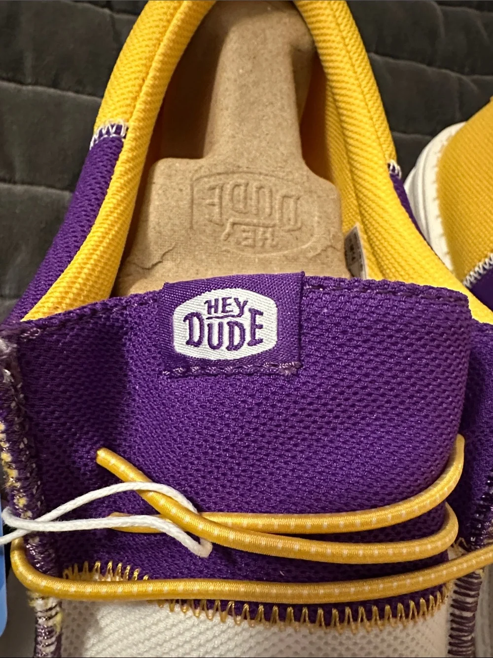 Hey Dude Men’s LSU Canvas Slip-On Loafers with Purple & Yellow Accents